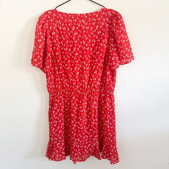 Sezane Red Silk Floral Gigi Mini Dress EU 44 / US 12 - Picture 7 of 7